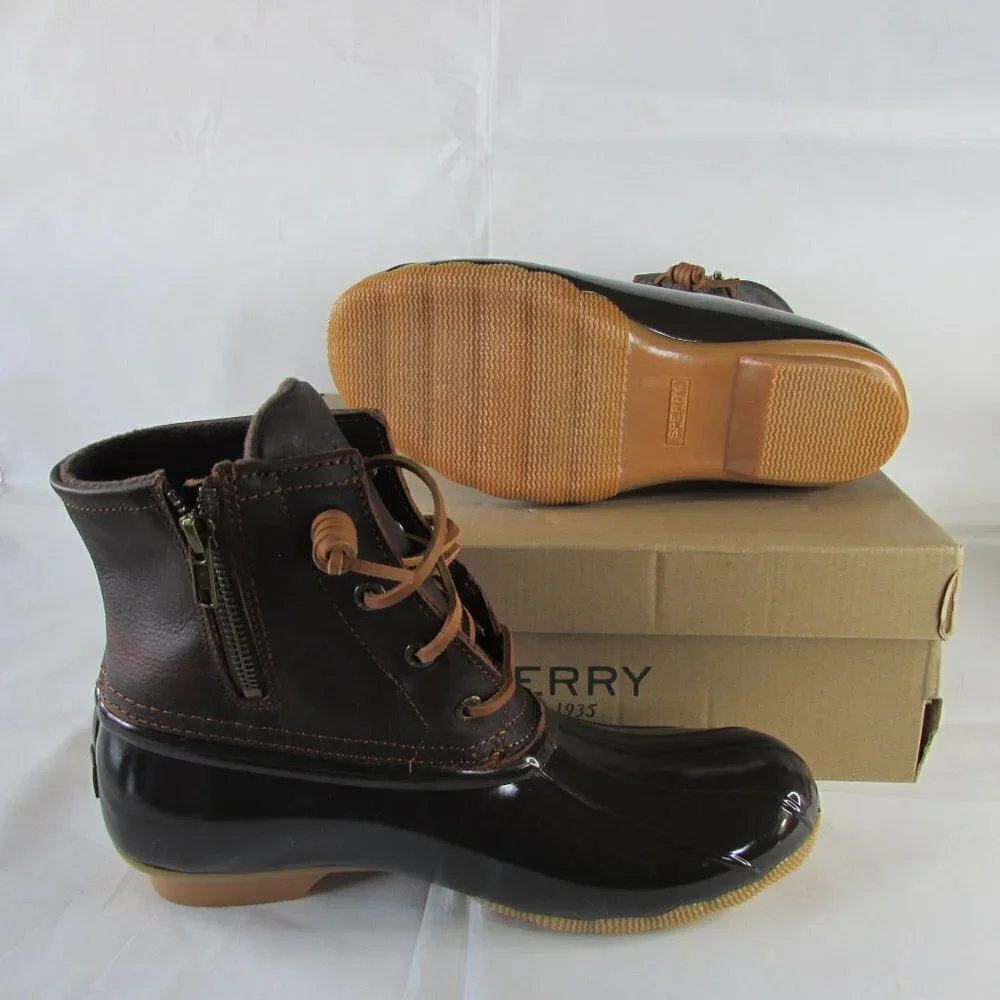 NEW Women's 7.5W Sperry Saltwater Snow Duck Boot - Tan/Dark Brown